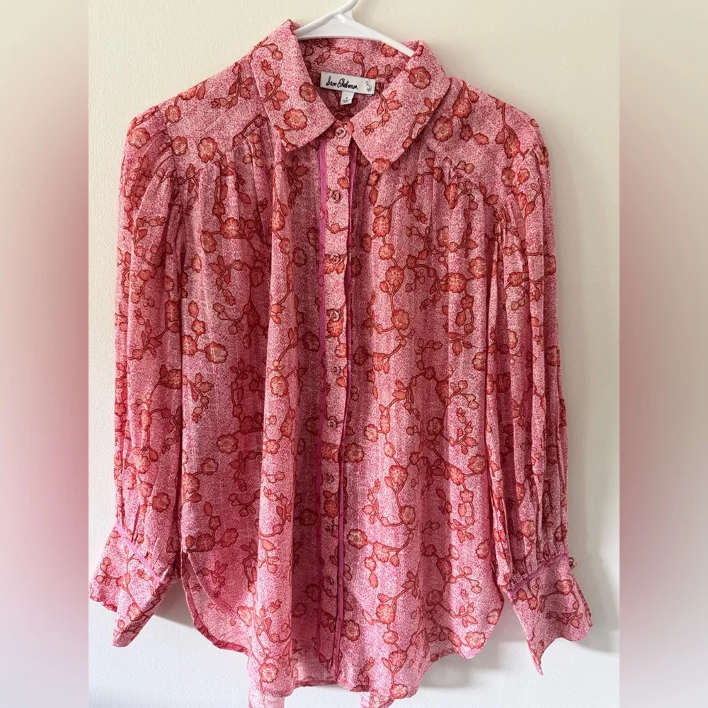 Sam Edelman Women's Nora Pleated Buttoned-Front Top Size S - Picture 3 of 5